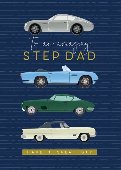 Classic Birthday Card - For Stepdad - Vintage Cars created by Laura Darrington Design Ltd.