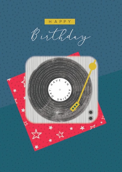 Classic Birthday Card - For Him - Record Player created by Laura Darrington Design Ltd.