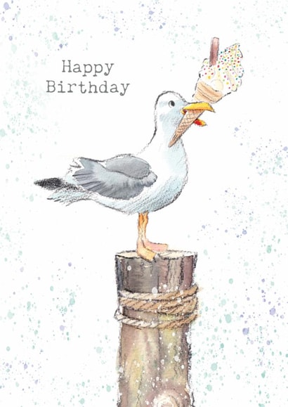 Cute Seagull Card - Cheeky Seagull with Ice Cream created by Paper Shed Design