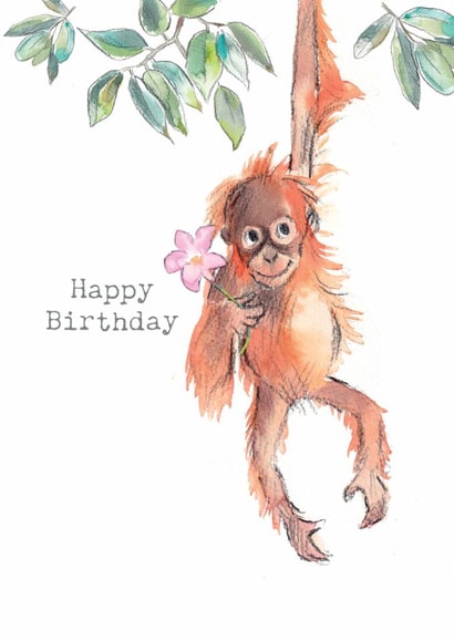 Cute Birthday Card - Orangutan with Flower created by Paper Shed Design