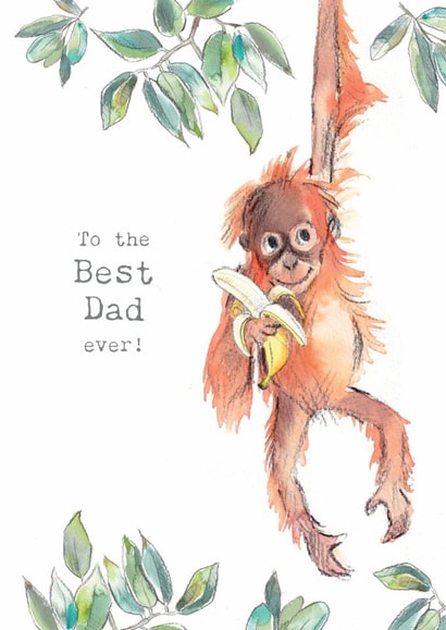 Cute Fathers Day Card - Best Dad ever - Orangutan with Banana created by Paper Shed Design