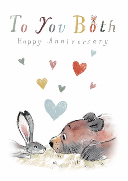 Cute Anniversary Card - To you Both - Bear, Hare and Mouse created by Paper Shed Design