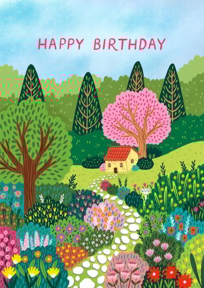 Pretty Birthday Card - Colourful Garden created by Pear Tree Press