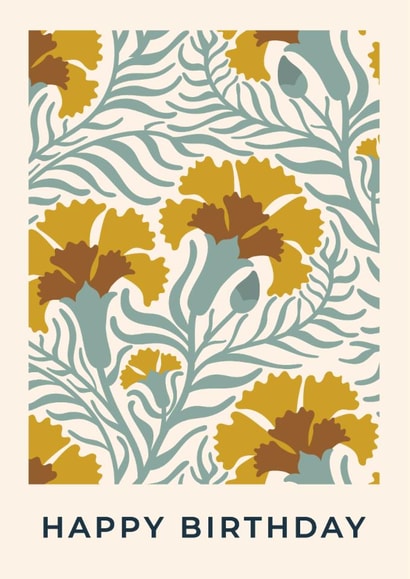 Arty Birthday Card - Vintage Carnations created by Taya Cosgrove