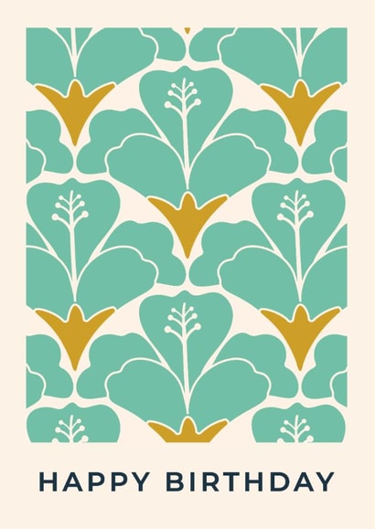 Arty Birthday Card - Vintage Summer Hibiscus created by Taya Cosgrove