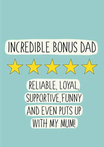 Fun Father's Day Card - Bonus Dad - 5 Stars created by Stuck Shop Gifts