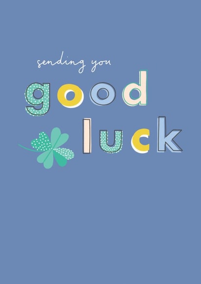 Classic Good Luck Card - Four Leaf Clover - Typography created by Sorcha Faulkner