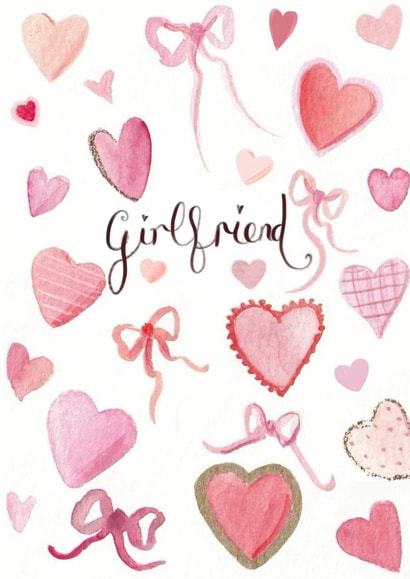 Pretty Birthday/Anniversary Card - For Girlfriend - Hearts And Bows created by Love Lucy Illustration