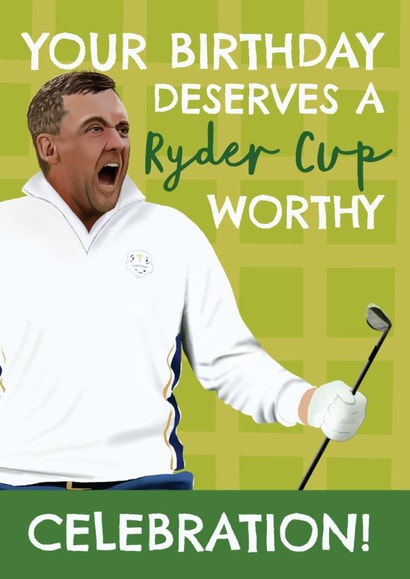 Funny Golf Birthday Card - Ian Poulter - Ryder Cup Celebration created by AbiGoLucky