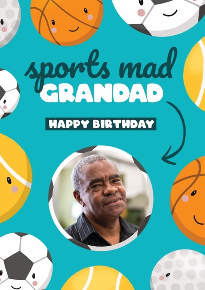 Cute Birthday Card - For Grandad - Sports Mad created by Bev O'Connor || @oconnordesign