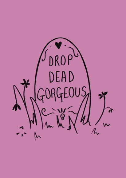 Funny Drop Dead Gorgeous Graveyard Doodle Greeting Card created by Effy Ellen Art