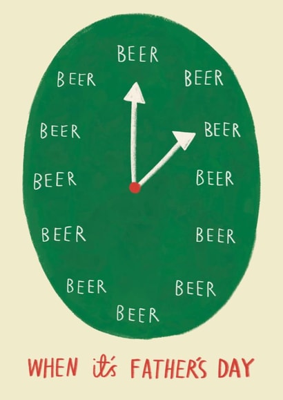 Funny Father's Day Card - Beer Lover - Time For Beer created by Alice Mole Illustration