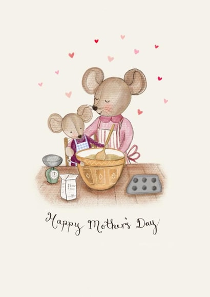 Cute Mother’s Day Card - Mice - Baking created by Love Lucy Illustration