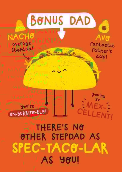 Cute Fathers Day Card - For Stepdad - Taco created by Twisted Haggis