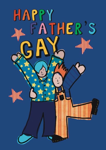 Cute Father's Day Card - Happy Father's Gay - Two Dad's created by Giddy Kipper