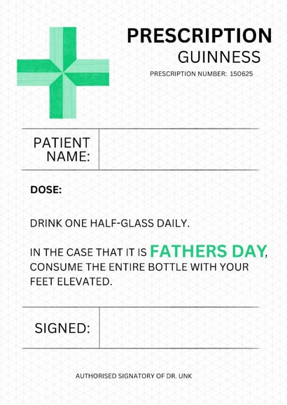 Funny Father's Day Card - Guinness - Prescription created by Sian Moore Illustration
