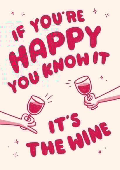 Funny Wine Happy Birthday Card for friend or partner - unisex created by Pilea Press