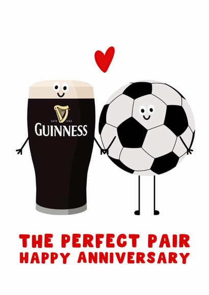 Cute Anniversary Card - For Him - For Her - Guinness - Football created by Pink Peach Cards