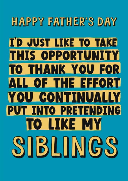 Funny Father's Day Card - Sibling Rivalry created by Giddy Kipper