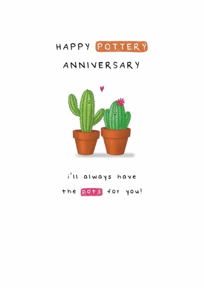 Cute Anniversary Card - 9th - Pottery created by Larry the Match