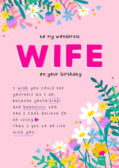 Pretty Birthday Card - Wonderful Wife created by Jessica Rachel Sharp