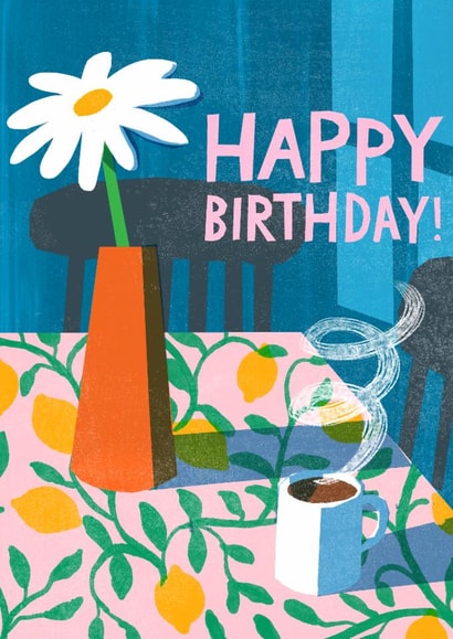 Arty Birthday Card - Flowers And Coffee created by Catherine Pape