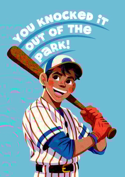 Punny Congratulations/Graduation Card - For Him - Knocked It Out Of The Park created by Folio | Ian Owen