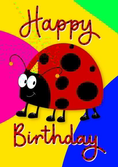 Cute ladybird birthday card for kids created by Magpie Designs UK
