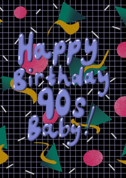Retro geometric 90s pattern birthday card for friend created by Mystic Flora