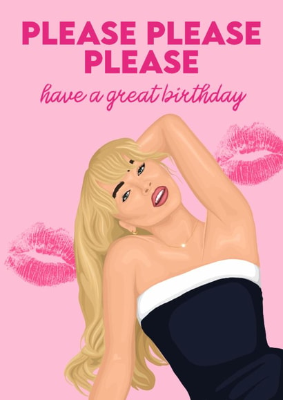 Fun Birthday Card - Sabrina Carpenter - Please Please Please created by byRosybum