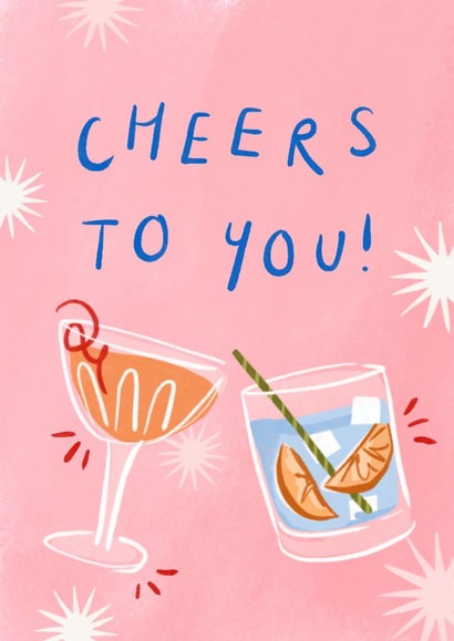 Pretty Birthday/Congratulations Card - Cheers To You - Cocktails created by Lauren Barclay