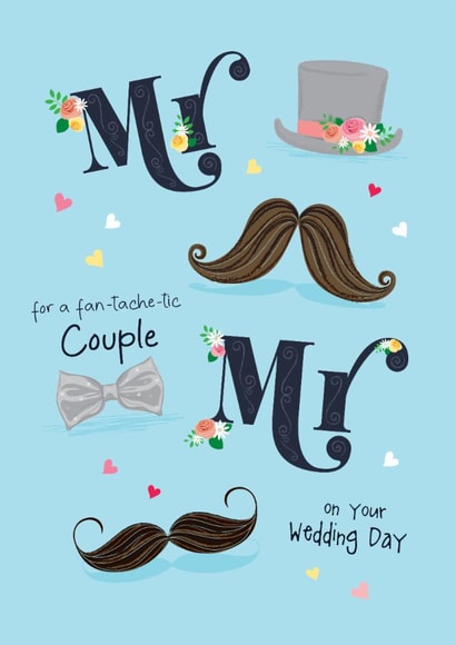 Funny Wedding Card - Mr And Mr - Moustaches created by  la la la     Designs