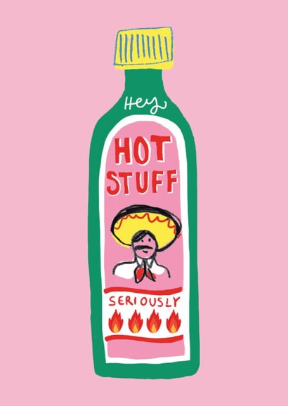Arty Anniversary Card - Hot Stuff - Spicy Sauce Bottle created by Laura Barnes