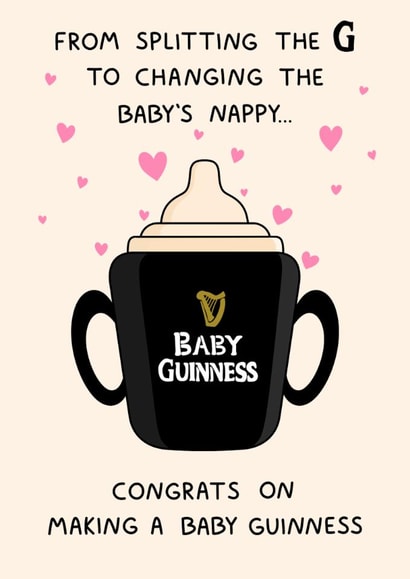 Cute New Baby Card - From Splitting The G - Baby Guinness created by YAWN DESIGNS