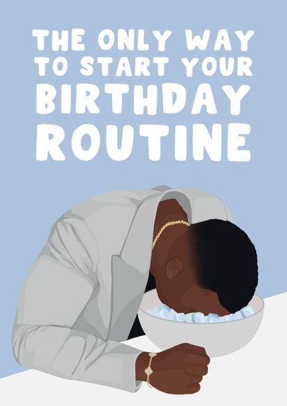 Funny Birthday Card - Ashton Hall - Ice Water Routine created by Pink Peach Cards