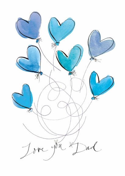 Traditional Father's Day Card - Love You Dad - Heart Balloons created by Gabrielle Solly Illustration
