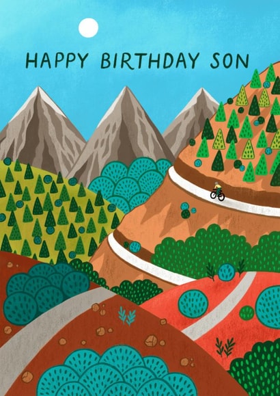 Classic Birthday Card - For Son - Mountain Biking created by Pear Tree Press