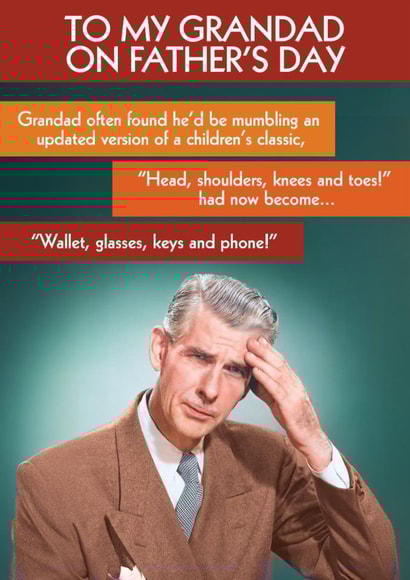 Funny Father's Day Card - For Grandad - Wallet, Glasses, Keys And Phone created by Quitting Hollywood