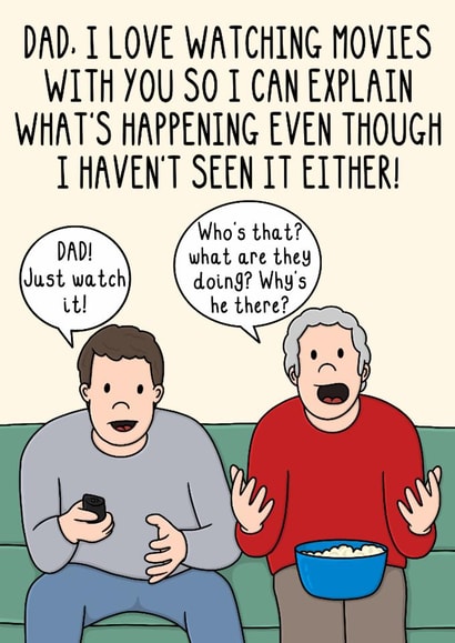 Funny Father's Day Card - Watching Movies created by OhJaye