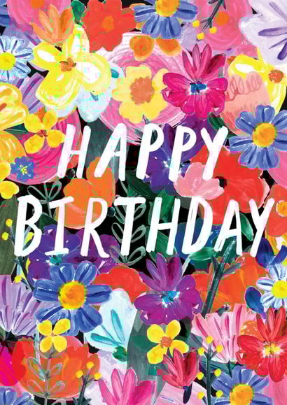 Pretty Birthday Card - Bright Spring Florals created by Katt Jones