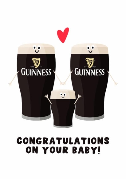 Cute New Baby Card - Guinness - Baby Guinness created by Pink Peach Cards