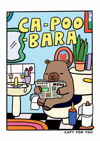 Funny Capybara Card - Capy For You - Ca-Poo-Bara created by JOLLY AWESOME
