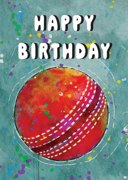 Painterly Happy Birthday card for cricket lovers created by Mindikr