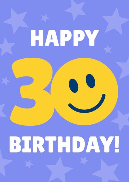 Cute Birthday Card - 30th - Smiley Face created by Blush & Blossom 