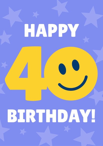 Cute Birthday Card - 40th - Smiley Face created by Blush & Blossom