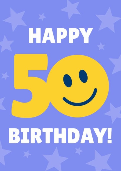 Cute Birthday Card - 50th - Smiley Face created by Blush & Blossom