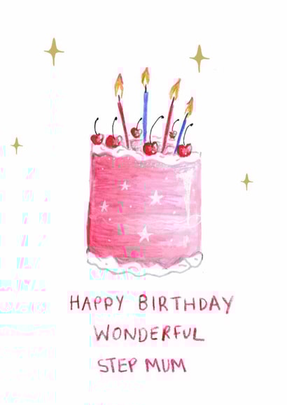 Pretty Birthday Card - Wonderful Step Mum created by HCD Illustration