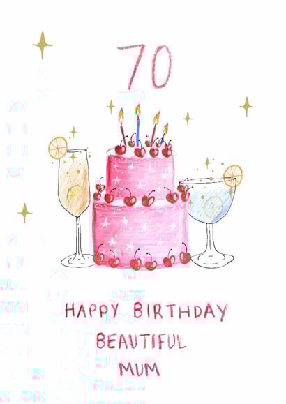 Pretty Birthday Card - 70th - Beautiful Mum created by HCD Illustration