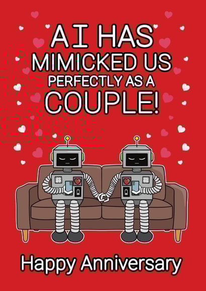 Funny Anniversary Card - AI Robots - Phone Scrolling created by @Cupsie's Creations