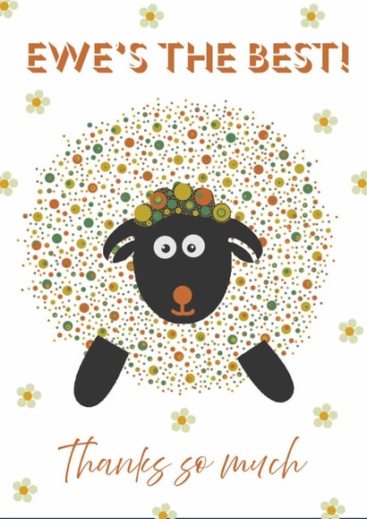 Cute thank you card - Ewe's the best - Thanks so much created by Ashley Roberts
